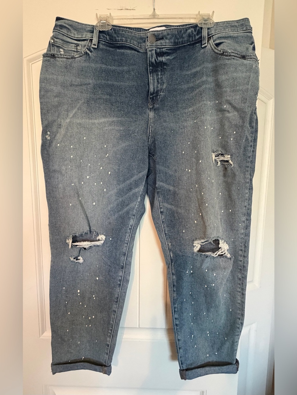 Lane Bryant Distressed Paint-Splatter Jeans - Denim Blue